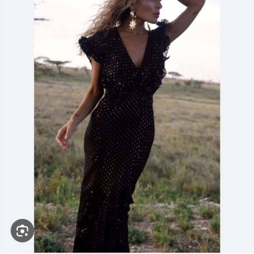Rat & Boa Giorgia Black Sheer maxi Dress size medium